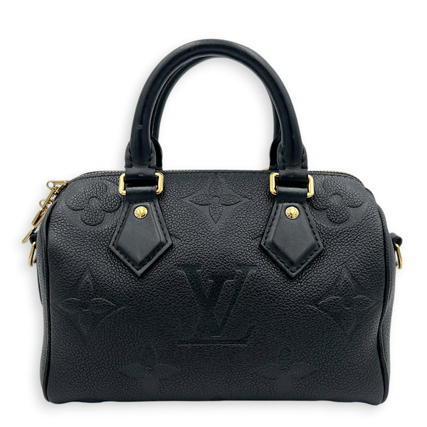Speedy Bandouliere Top Handle Bag 20 Black in Empreinte Leather, Gold hardware