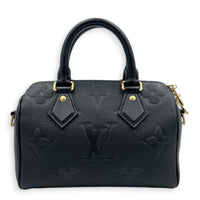 Speedy Bandouliere Top Handle Bag 20 Black in Empreinte Leather, Gold hardware
