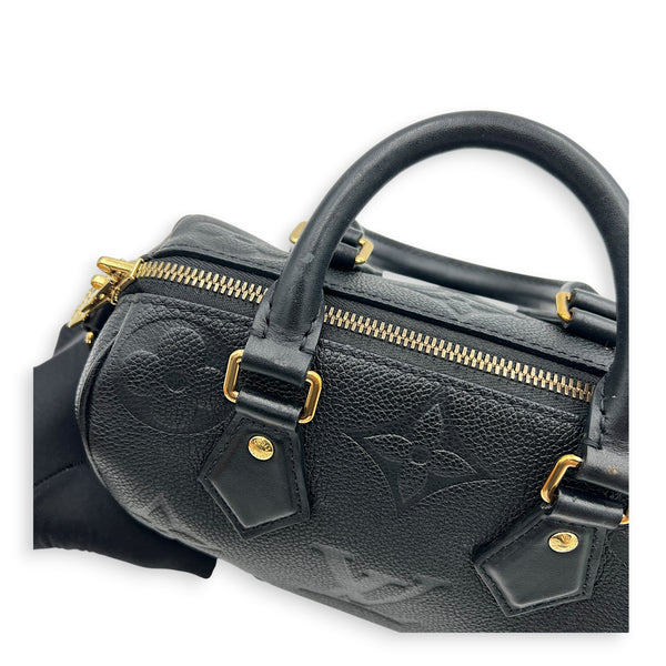 Speedy Bandouliere Top Handle Bag 20 Black in Empreinte Leather, Gold hardware
