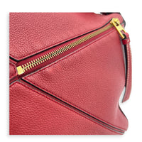 Puzzle Shoulder Bag Red in Calfskin, Gold hardware
