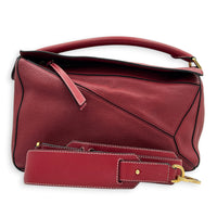 Puzzle Shoulder Bag Red in Calfskin, Gold hardware