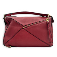 Puzzle Shoulder Bag Red in Calfskin, Gold hardware