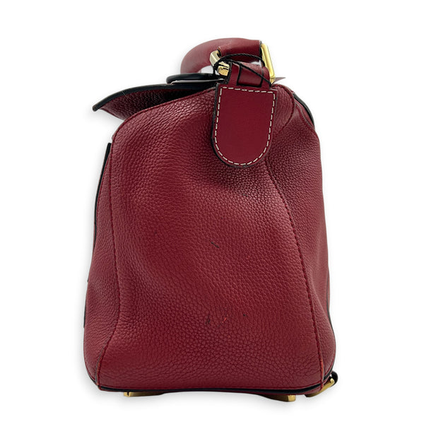 Puzzle Shoulder Bag Red in Calfskin, Gold hardware