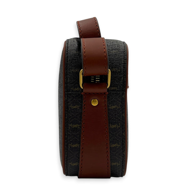 Le Monogram Shoulder Bag Brown in Coated Canvas, Gold hardware