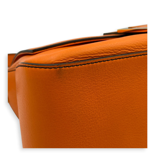 Mamma Forever Baguette Orange Shoulder Bag in Calfskin, Gold hardware