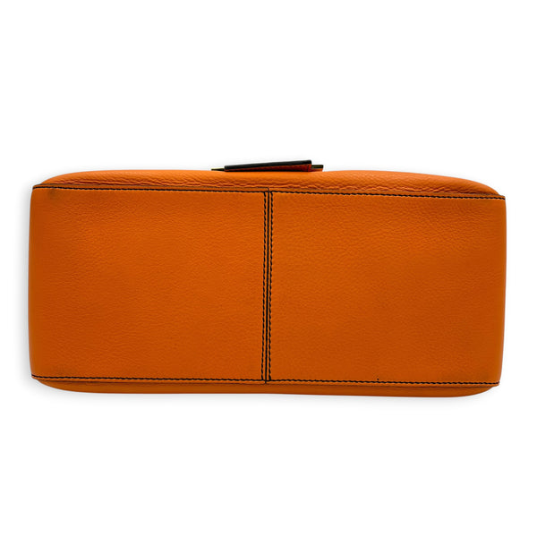 Mamma Forever Baguette Orange Shoulder Bag in Calfskin, Gold hardware