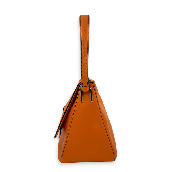 Mamma Forever Baguette Orange Shoulder Bag in Calfskin, Gold hardware