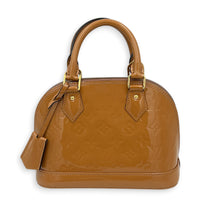 Alma Top Handle Bag BB Brown in Vernis Leather, Gold hardware