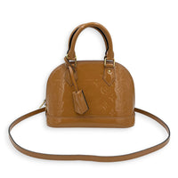 Alma Top Handle Bag BB Brown in Vernis Leather, Gold hardware