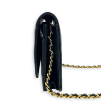 CC Wallet On Chain Black in Caviar Leather, Gold hardware