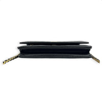 CC Wallet On Chain Black in Caviar Leather, Gold hardware