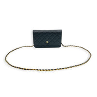 CC Wallet On Chain Black in Caviar Leather, Gold hardware