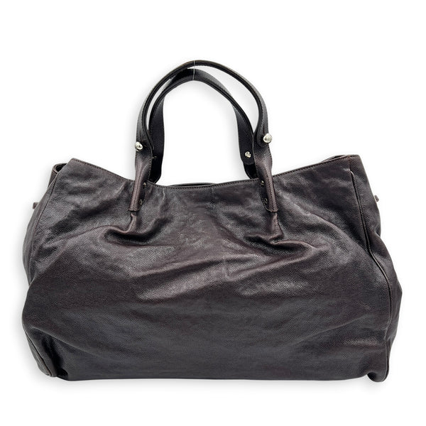 2.55 Top Handle Bag Brown in Caviar Leather, Silver hardware