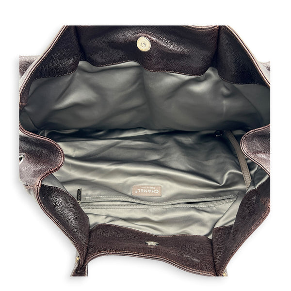 2.55 Top Handle Bag Brown in Caviar Leather, Silver hardware