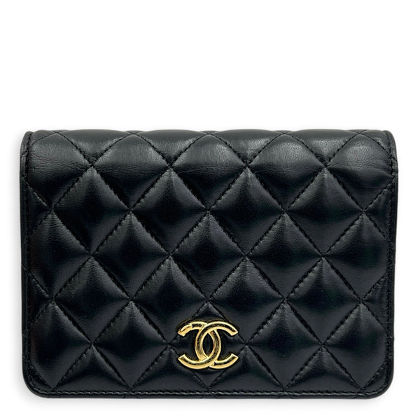 CC Charms Wallet On Chain in Lambskin, Gold hardware