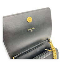 CC Charms Wallet On Chain in Lambskin, Gold hardware