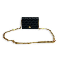 CC Charms Wallet On Chain in Lambskin, Gold hardware