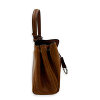 Rodeo Small Brown Shoulder Bag in Calfskin, Silver hardware