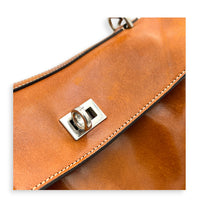 Rodeo Small Brown Shoulder Bag in Calfskin, Silver hardware