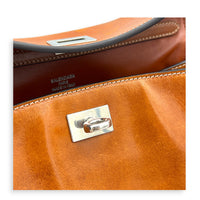 Rodeo Small Brown Shoulder Bag in Calfskin, Silver hardware