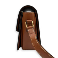 Triomphe Teen Brown Crossbody Bag in Coated Canvas, Gold hardware