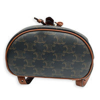 Folco Mini Brown Backpack in Coated Canvas, Gold hardware
