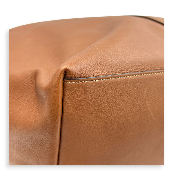 Y Brown Tote Bag in Calfskin, Gold hardware