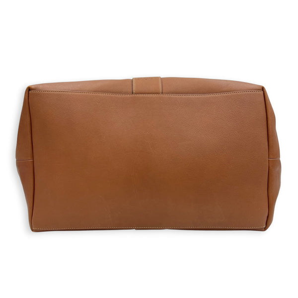 Y Brown Tote Bag in Calfskin, Gold hardware