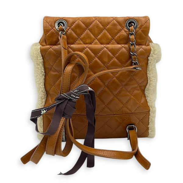 Paris-Salzburg CC Backpack Brown in Shearling, Ruthenium hardware