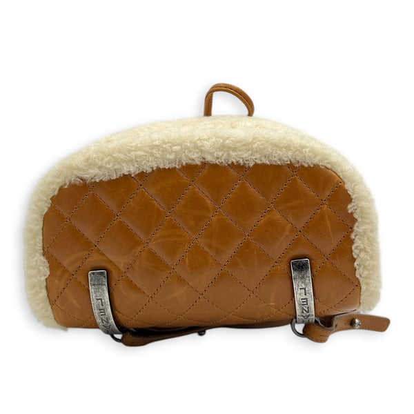 Paris-Salzburg CC Backpack Brown in Shearling, Ruthenium hardware