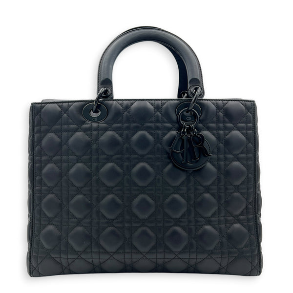 Lady Dior Top Handle Bag Black in Lambskin, Black hardware