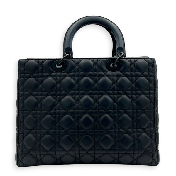Lady Dior Top Handle Bag Black in Lambskin, Black hardware