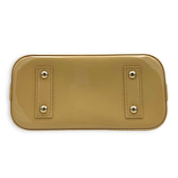 Alma Top Handle Bag BB Beige in Patent Leather, Silver hardware