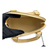 Alma Top Handle Bag BB Beige in Patent Leather, Silver hardware