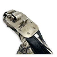 Attache Shoulder Bag Medium Grey in Coated Canvas, Silver hardware
