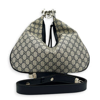 Attache Shoulder Bag Medium Grey in Coated Canvas, Silver hardware