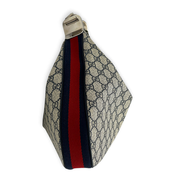 Attache Shoulder Bag Medium Grey in Coated Canvas, Silver hardware
