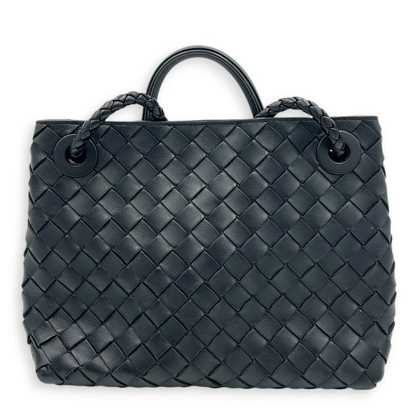 Andiamo Small Black Shoulder Bag in Lambskin, Silver hardware