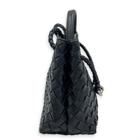 Andiamo Small Black Shoulder Bag in Lambskin, Silver hardware