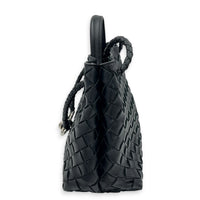 Andiamo Small Black Shoulder Bag in Lambskin, Silver hardware