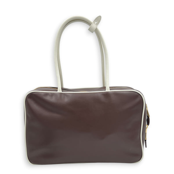 Beau Brown Top Handle Bag in Lambskin, Gold hardware