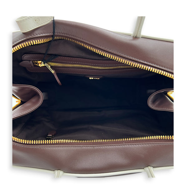Beau Brown Top Handle Bag in Lambskin, Gold hardware