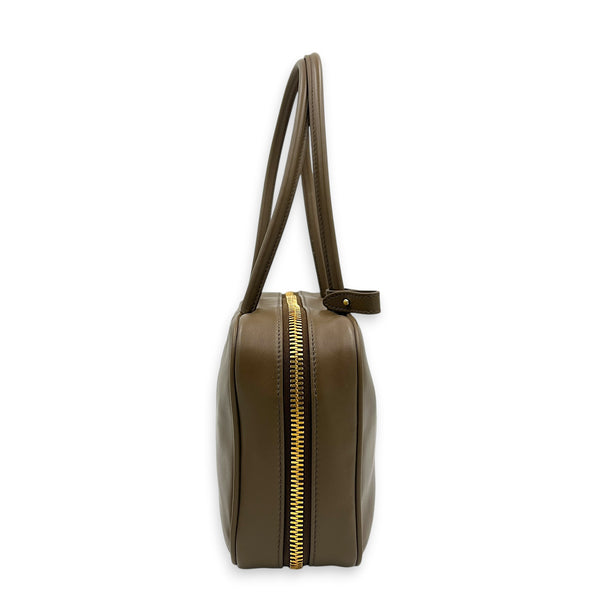 Beau Brown Top Handle Bag in Lambskin, Gold hardware