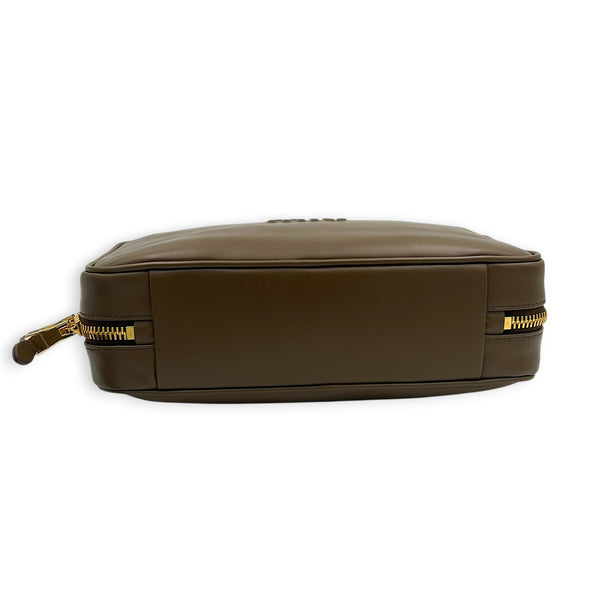 Beau Brown Top Handle Bag in Lambskin, Gold hardware