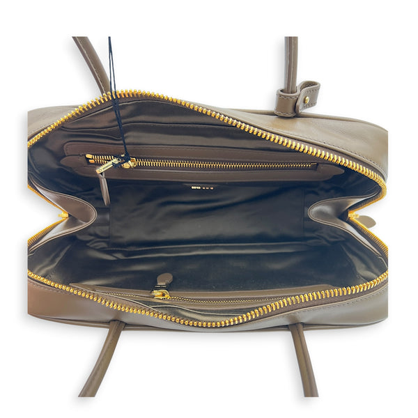 Beau Brown Top Handle Bag in Lambskin, Gold hardware