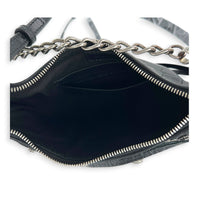 Le Cagole Shoulder Bag Mini Black in Crocodile Embossed Calfskin, Silver hardware