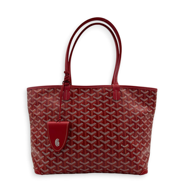 Artois Tote Bag Red in Coated Canvas, Silver hardware
