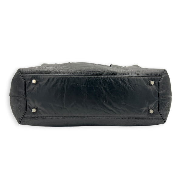 Arco Shoulder Bag Large Black in Calfskin, Silver hardware