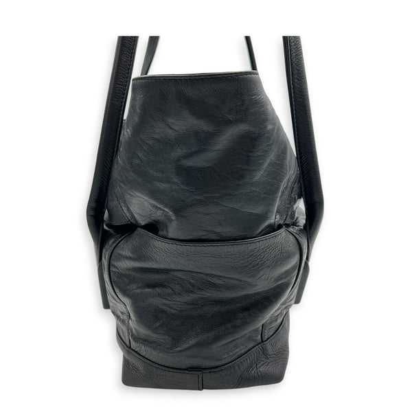 Arco Shoulder Bag Large Black in Calfskin, Silver hardware