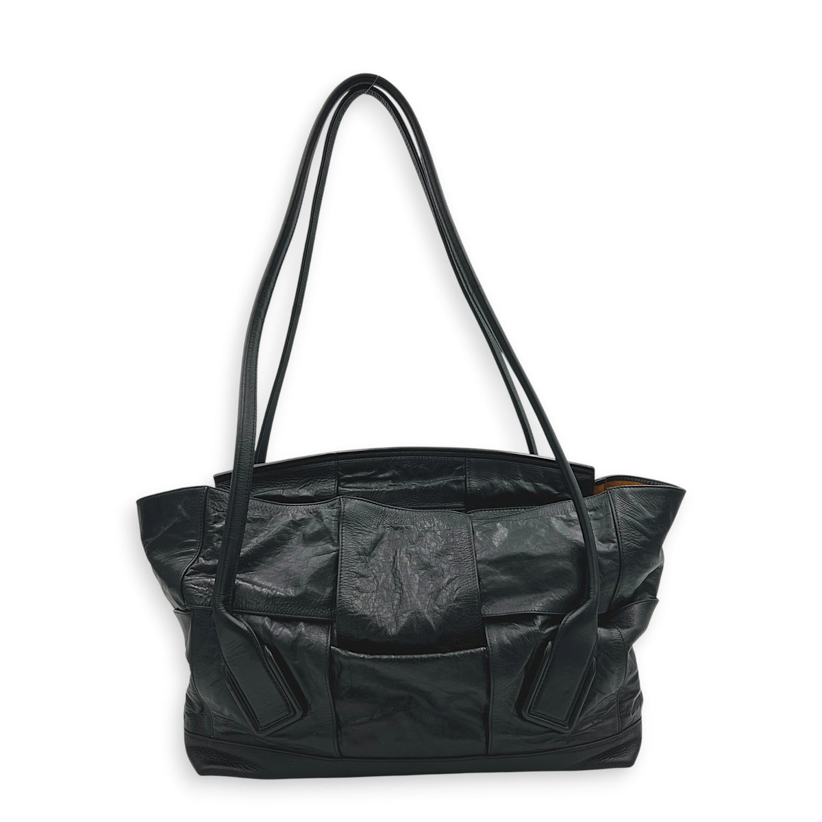 Arco Shoulder Bag Large Black in Calfskin, Silver hardware